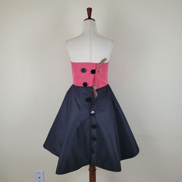 Gianfranco Ferre Dress Womens IT42 Black Pink Silk Taffeta Circle Skirt Evening - Picture 3 of 8